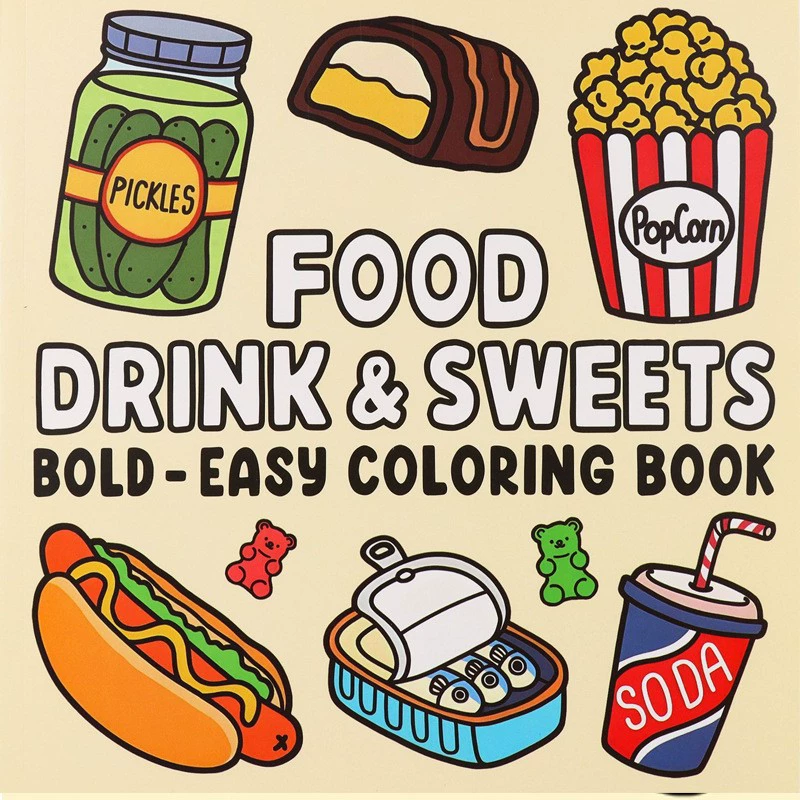 Food Snacks Coloring Book - كتاب تلوين المشروبات والحلويات للبالغين والأطفال،