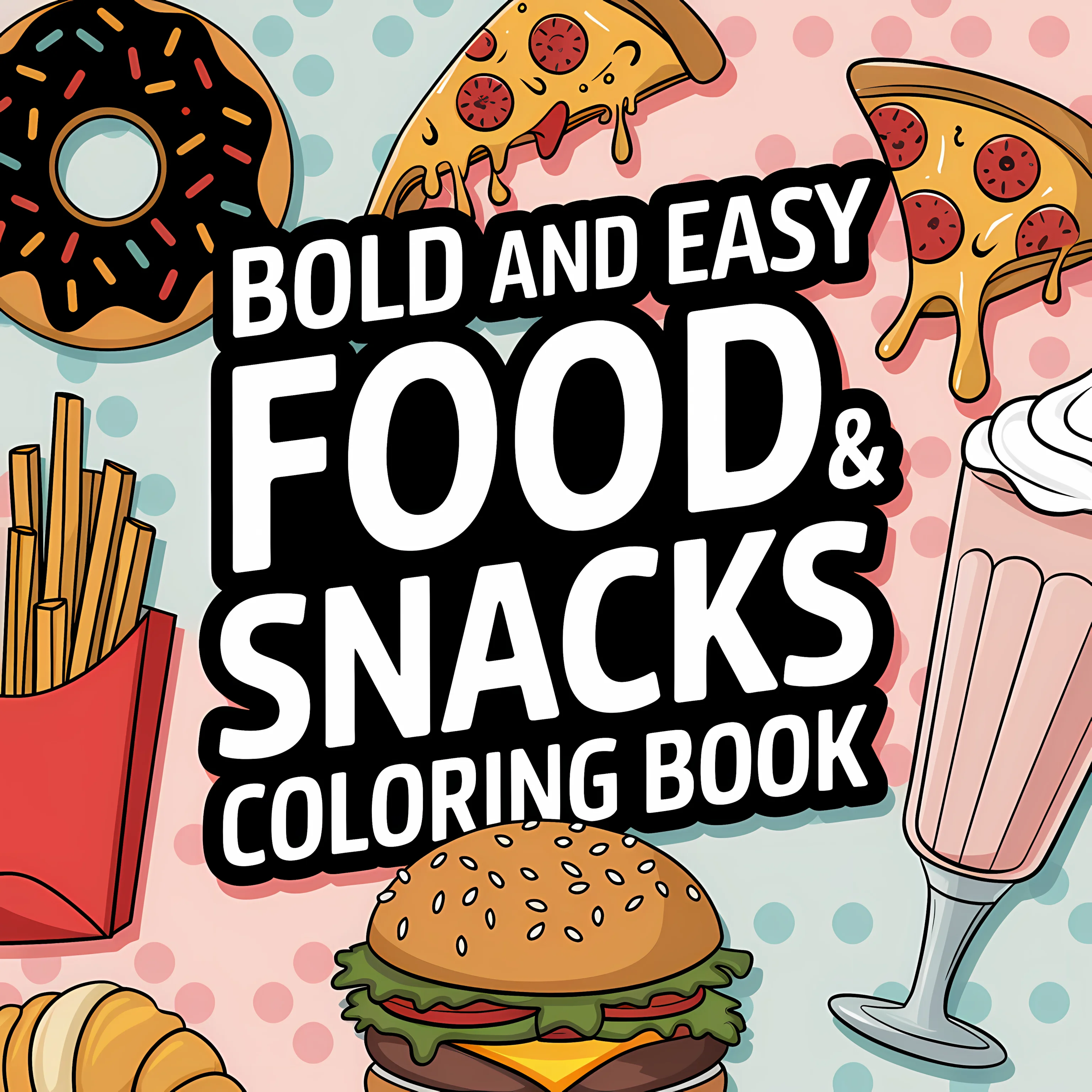 Food Snacks Coloring Book - كتاب تلوين سهل للأطعمة والوجبات الخفيفة