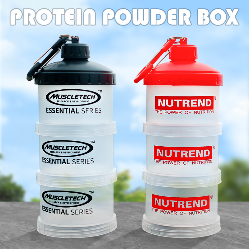 Protein Bar Box - 3-layer المحمولة صندوق مسحوق البروتين قمع