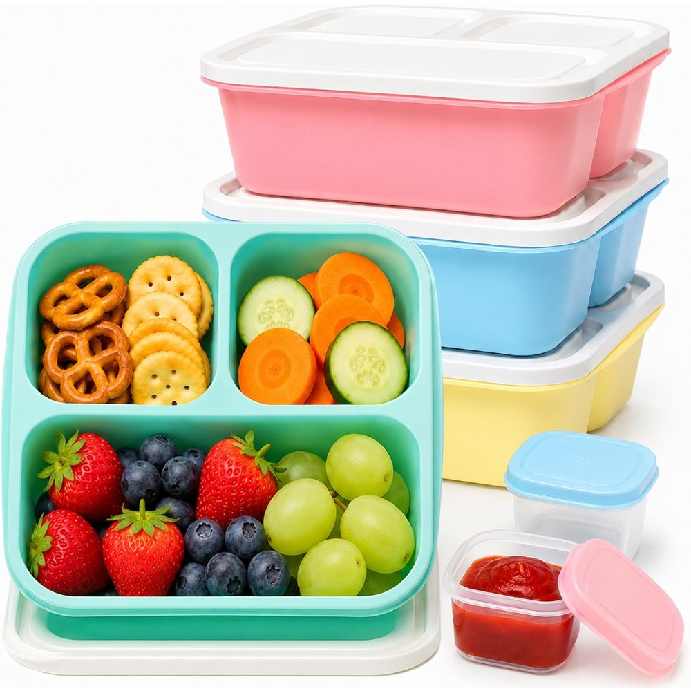 Healthy Snacks Food - علبة طعام بنتو بثلاثة أقسام للبالغين،
