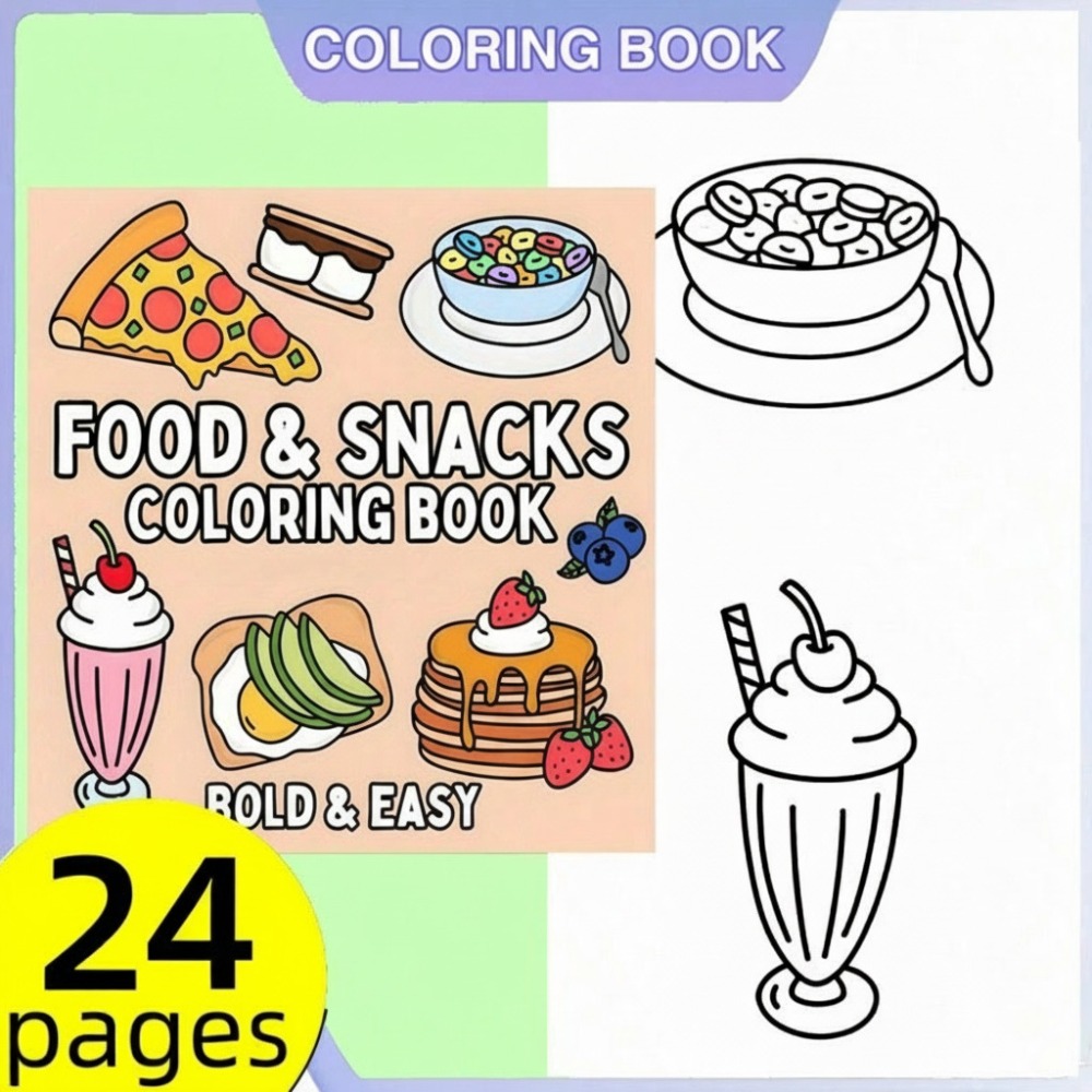 Food And Snacks Coloring Pages - كتاب تلوين الطعام والوجبات الخفيفة، 24
