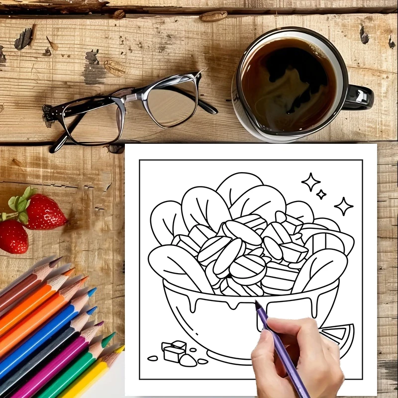 كتاب تلوين سهل للأطعمة والوجبا - مراجعة Food Snacks Coloring Book وسعره