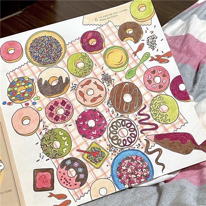 كتاب تلوين وقت الطعام الكوري ا - مراجعة Food Snacks Coloring Book وسعره