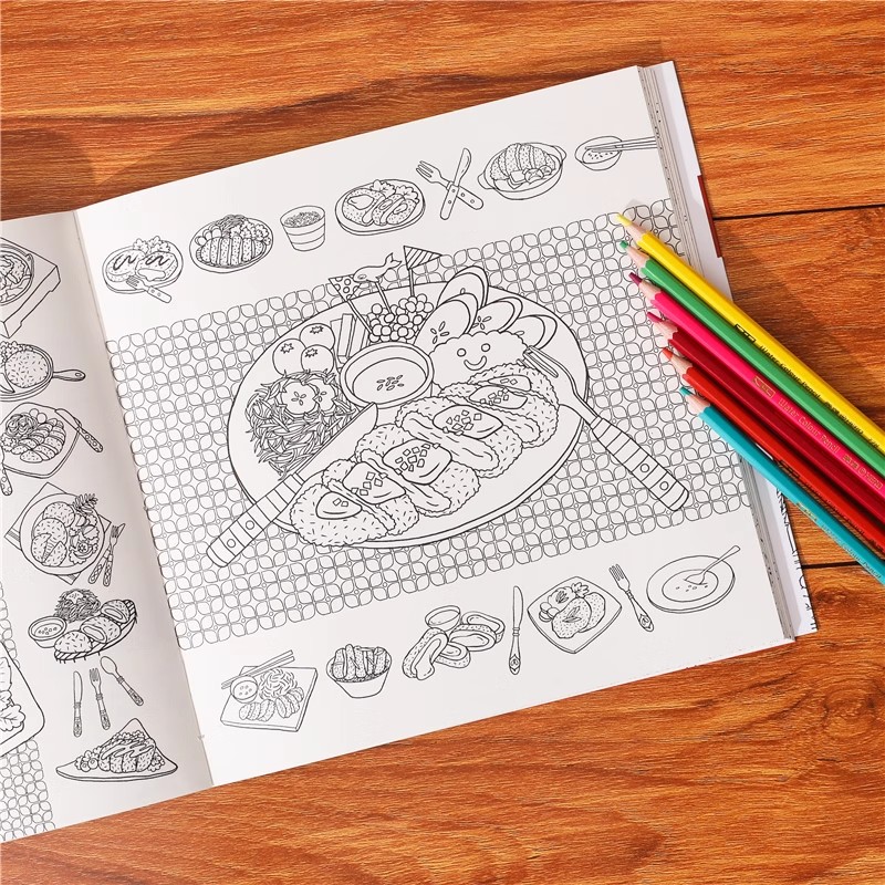 كتاب تلوين وقت الطعام الكوري ا - مراجعة Food Snacks Coloring Book وسعره