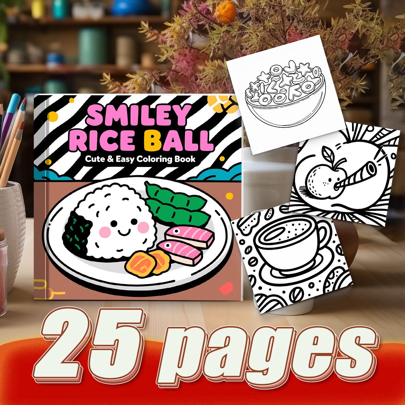 كتاب تلوين كرات الأرز المبتسمة - مراجعة Food Snacks Coloring Book وسعره