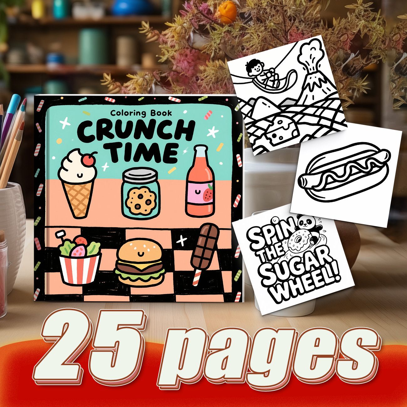 كتاب تلوين كرانش تايم: صور لطي - مراجعة Food Snacks Coloring Book وسعره