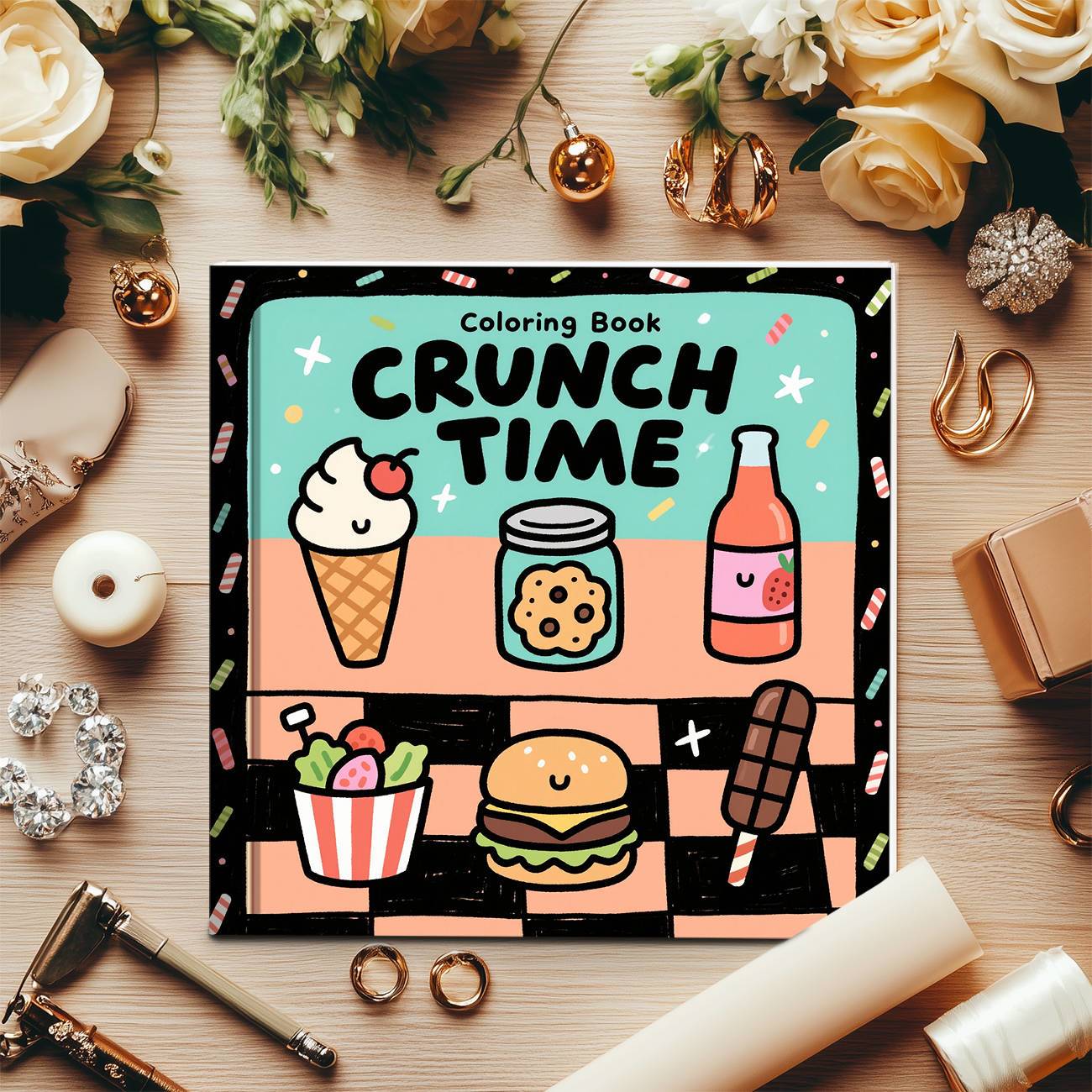 كتاب تلوين كرانش تايم: صور لطي - مراجعة Food Snacks Coloring Book وسعره