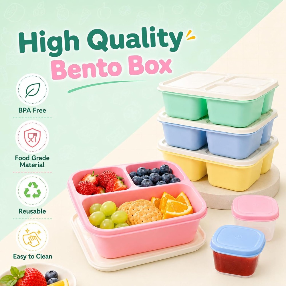 علبة طعام بنتو بثلاثة أقسام لل - مراجعة Healthy Snacks Food وسعره
