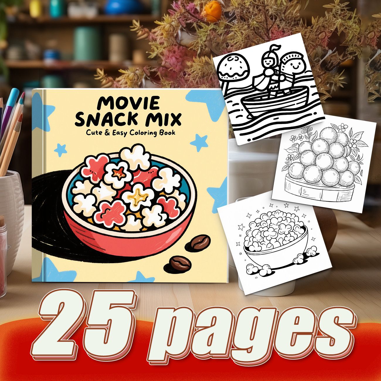 وعاء فشار وجبات سينمائية متنوع - مراجعة Food Snacks Coloring Book وسعره